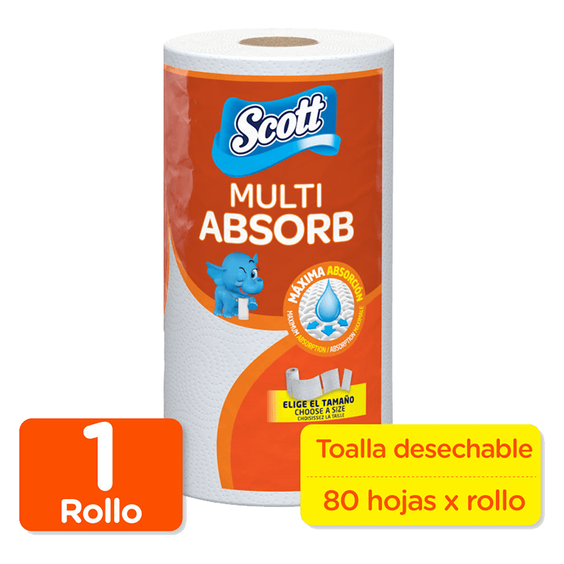 Papel Desechable Scott Multi Absorb|1 Rollo|80 Hojas